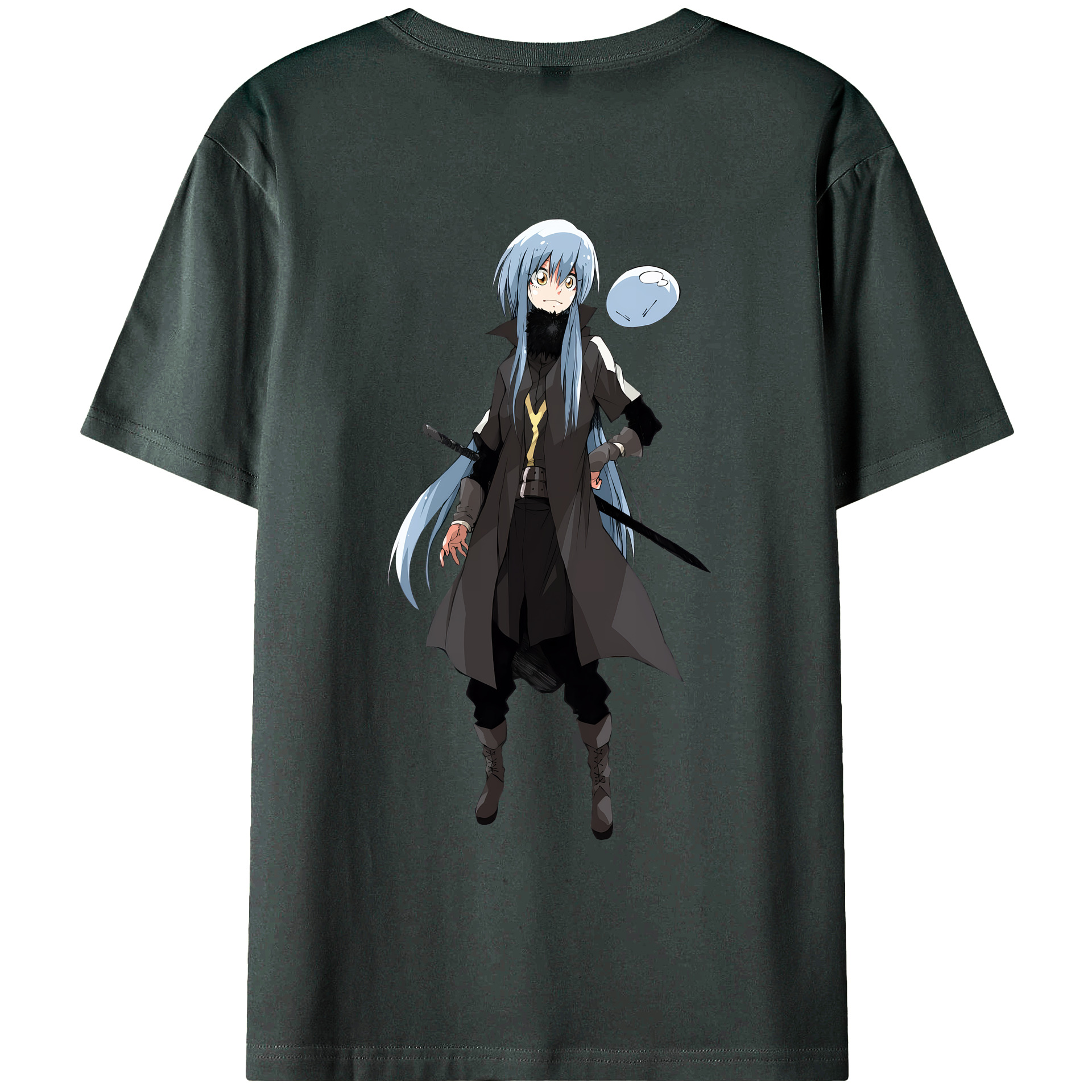 （画像用） 転スラ Regarding Reincarnated to Slime 綿100％ メンズ半袖Tシャツ（バックプリント） 通気性